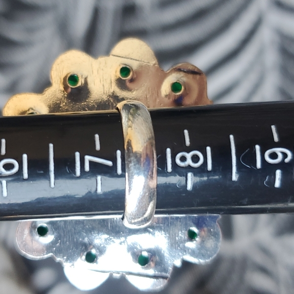 New Stunning Amber & Diopside 925 Silver Statement Ring. - Picture 15 of 15